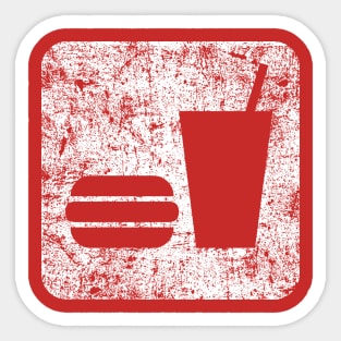 Food Sign with Burger and Drink - Distressed Sticker